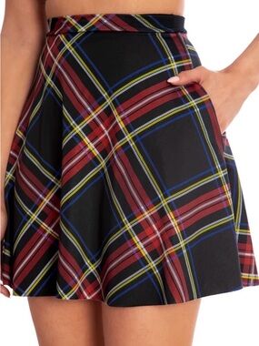 Black Milk Clothing navy tartan skater skirt